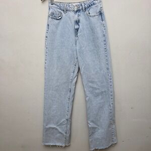 Zara Denim Jeans USA Size 4 Light Wash Straight Leg Raw Hem Women's Casual